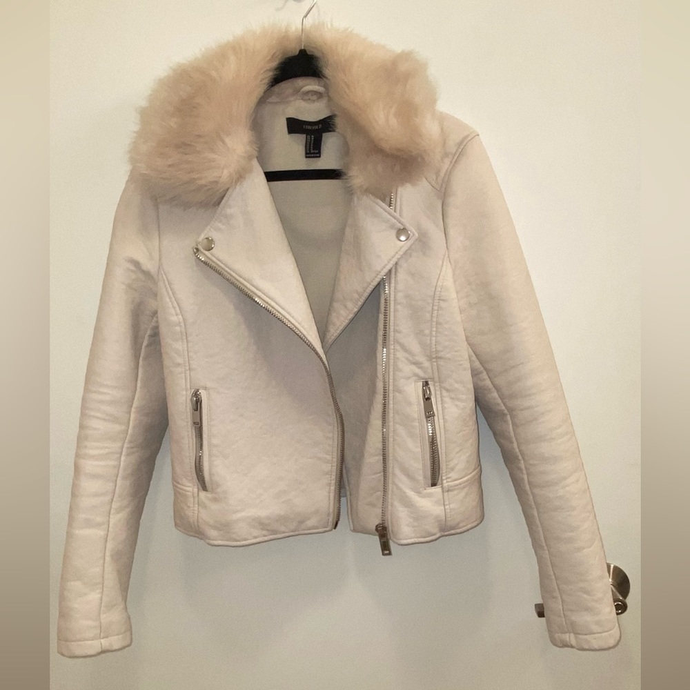Beige Leather Jacket - Picture 3 of 4